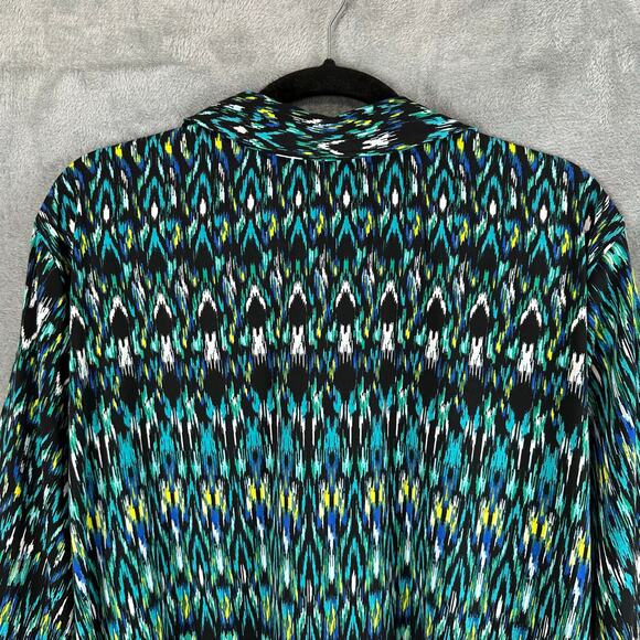 Catherines Top Womens 3X Green Button Down 3/4 Length Sleeve Office Casual - Picture 5 of 13